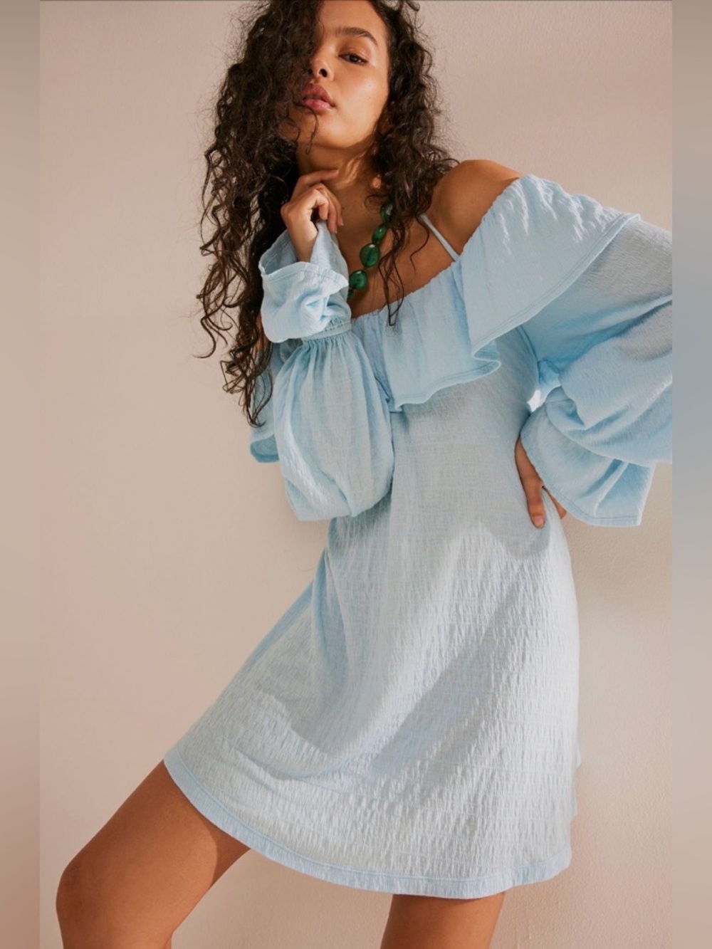 Free People Hayden Mini Dress, NWT Color is Hazy Sky Size Small